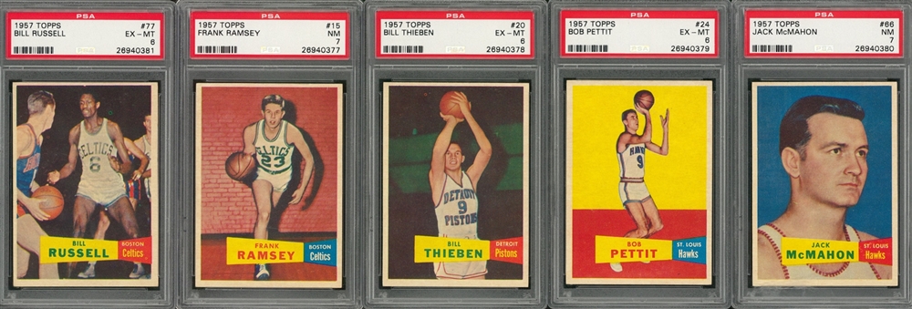 1957/58 Topps Basketball Complete Set (80) Including #77 Bill Russell Rookie Card PSA EX-MT 6 Example!